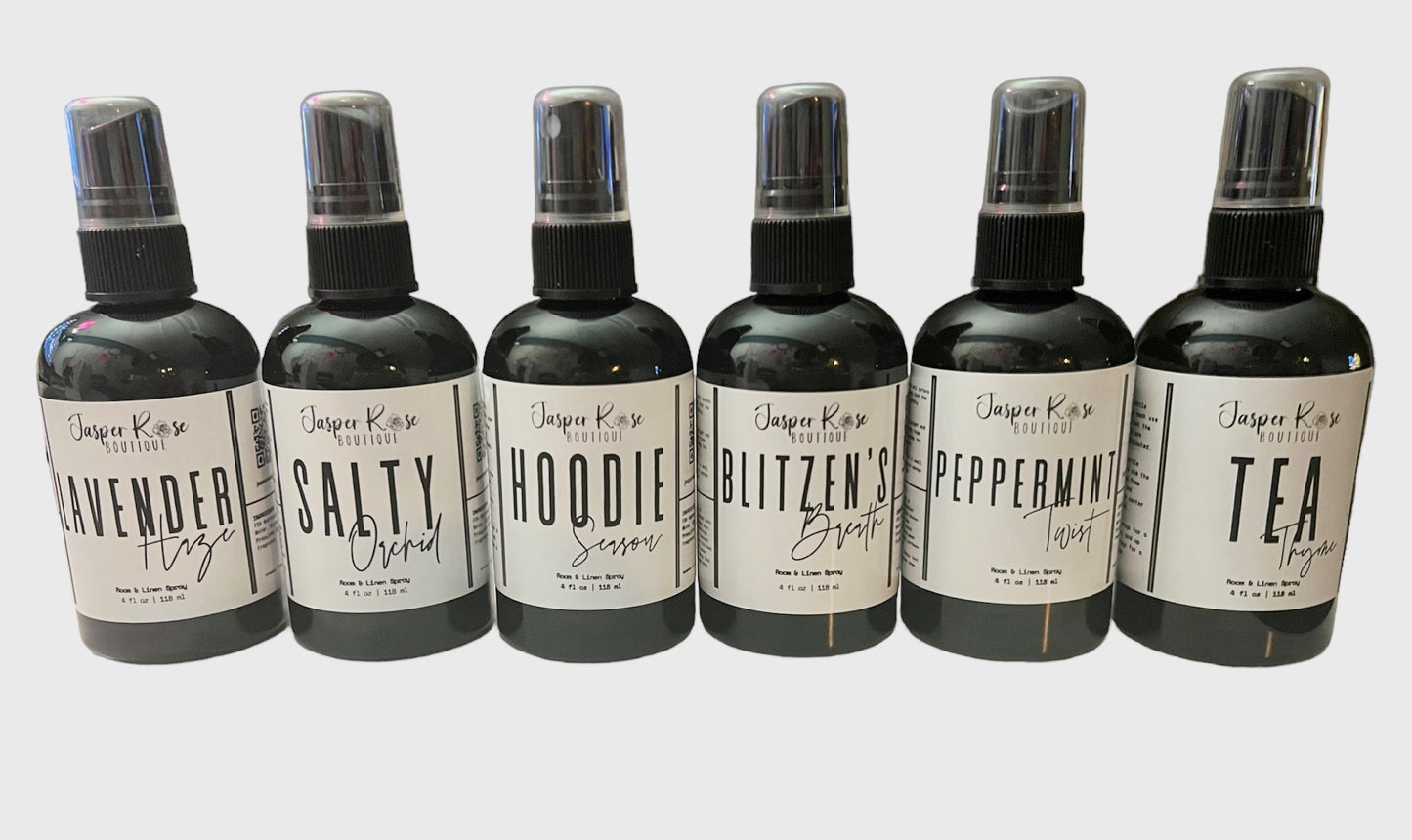 A picture of what the room spray bottles will look like. Scents may vary.